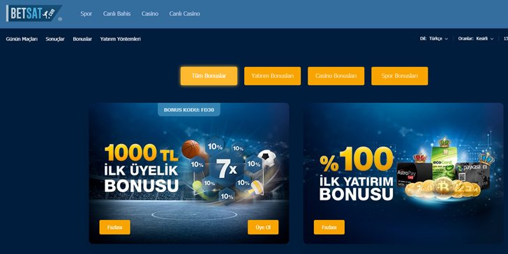 betsat bonus seçenekleri