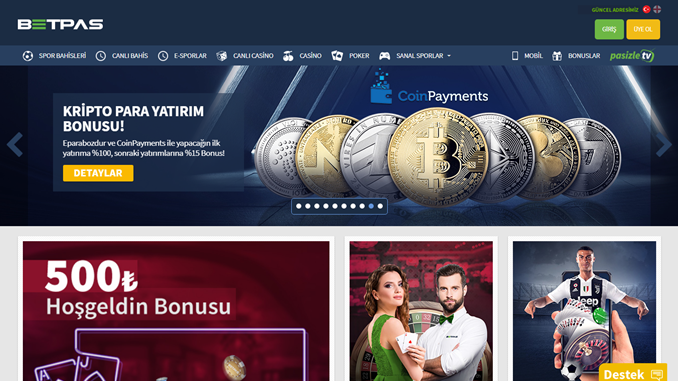 Betpas’tan CoinPayments İlk Yatırıma 500 TL Bonus