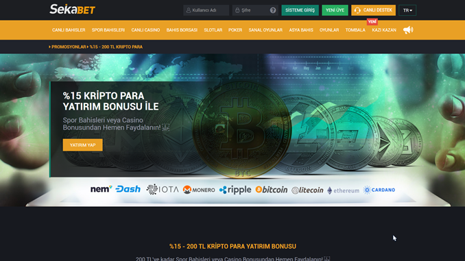 Sekabet Bitcoin ile Bahis Oynama İmkanı