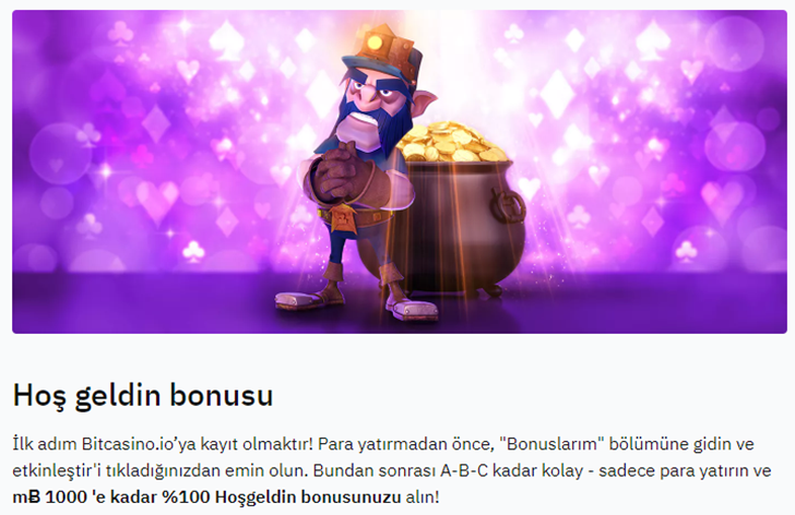 bitcasino üyelik bonusu