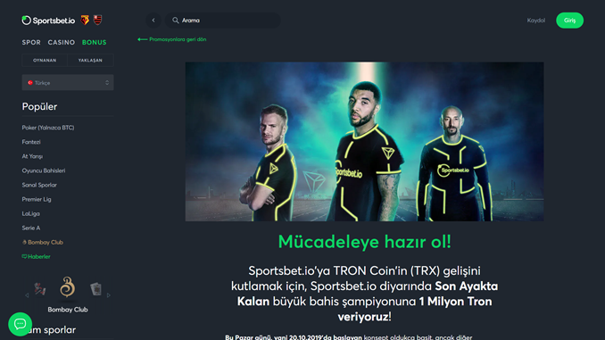 Yedi Bahis Üst Üste Bil, Sportsbet.io’dan 1 Milyon TRX Kazan